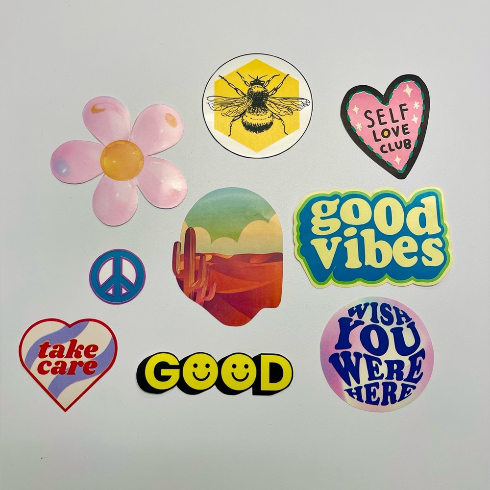 9 Piece Assorted Waterproof Sticker Set - Picture 2 of 3